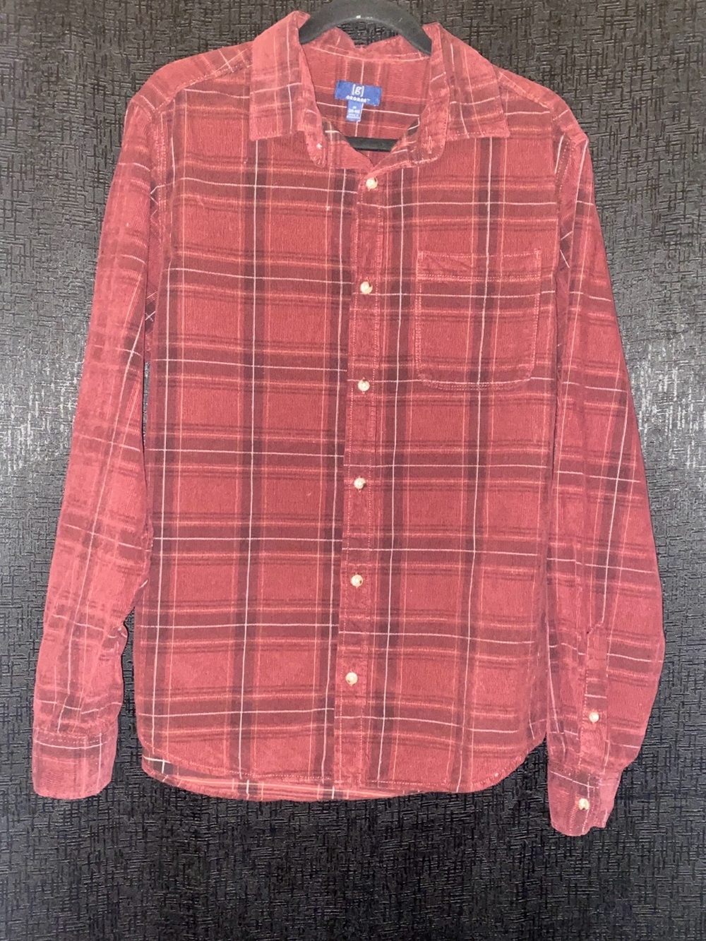 George - Men's Red Plaid Button-Down Shirt size medium